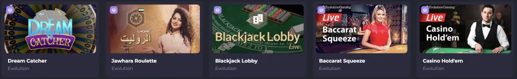 Live Casino in Casino Spinago